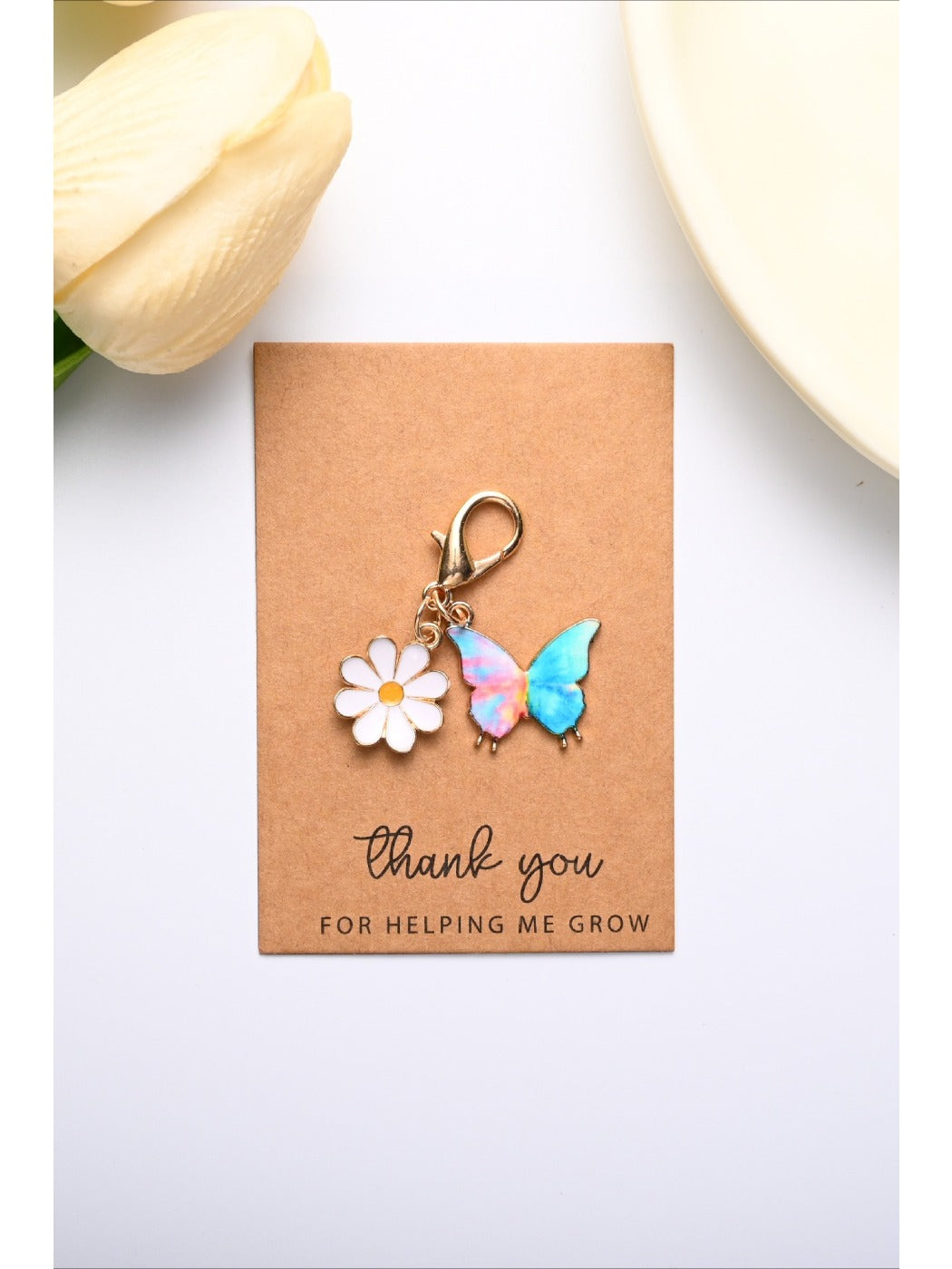 Taphug - Colorful Thank You Enamel Butterfly Daisy Keychain