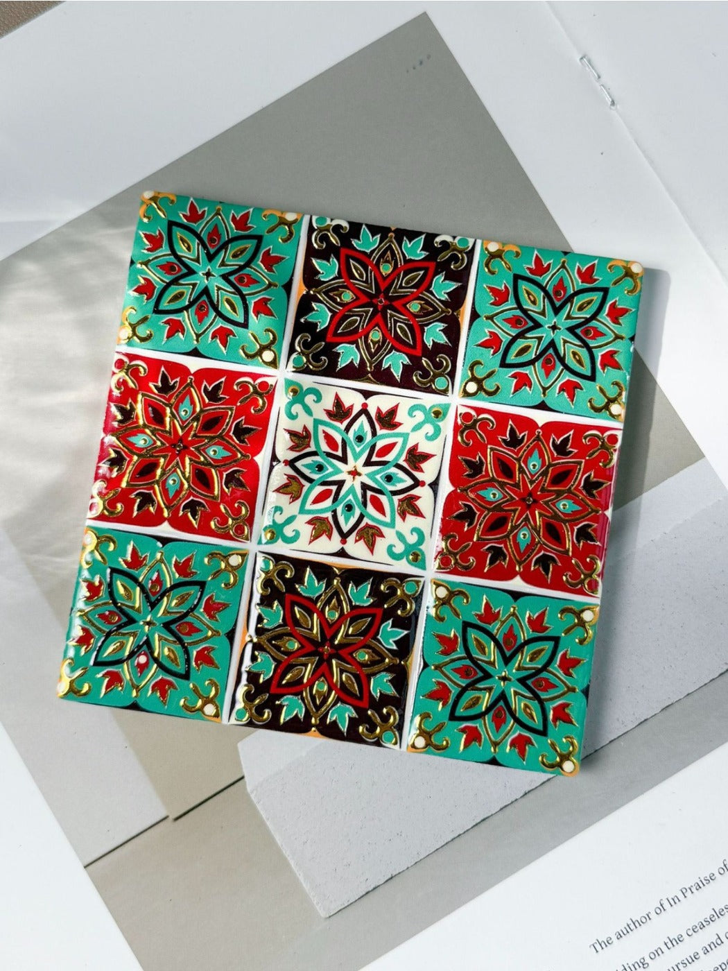 Thimara - Vintage Grid Floral Embossed Coasters