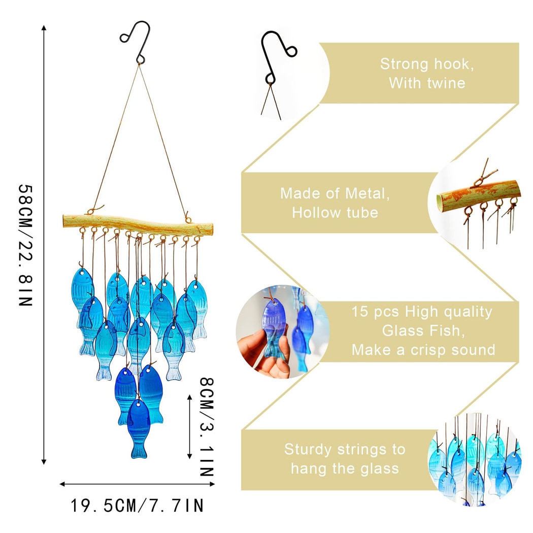 Somnira - Decorative Blue Fish Hanging Wind Chimes