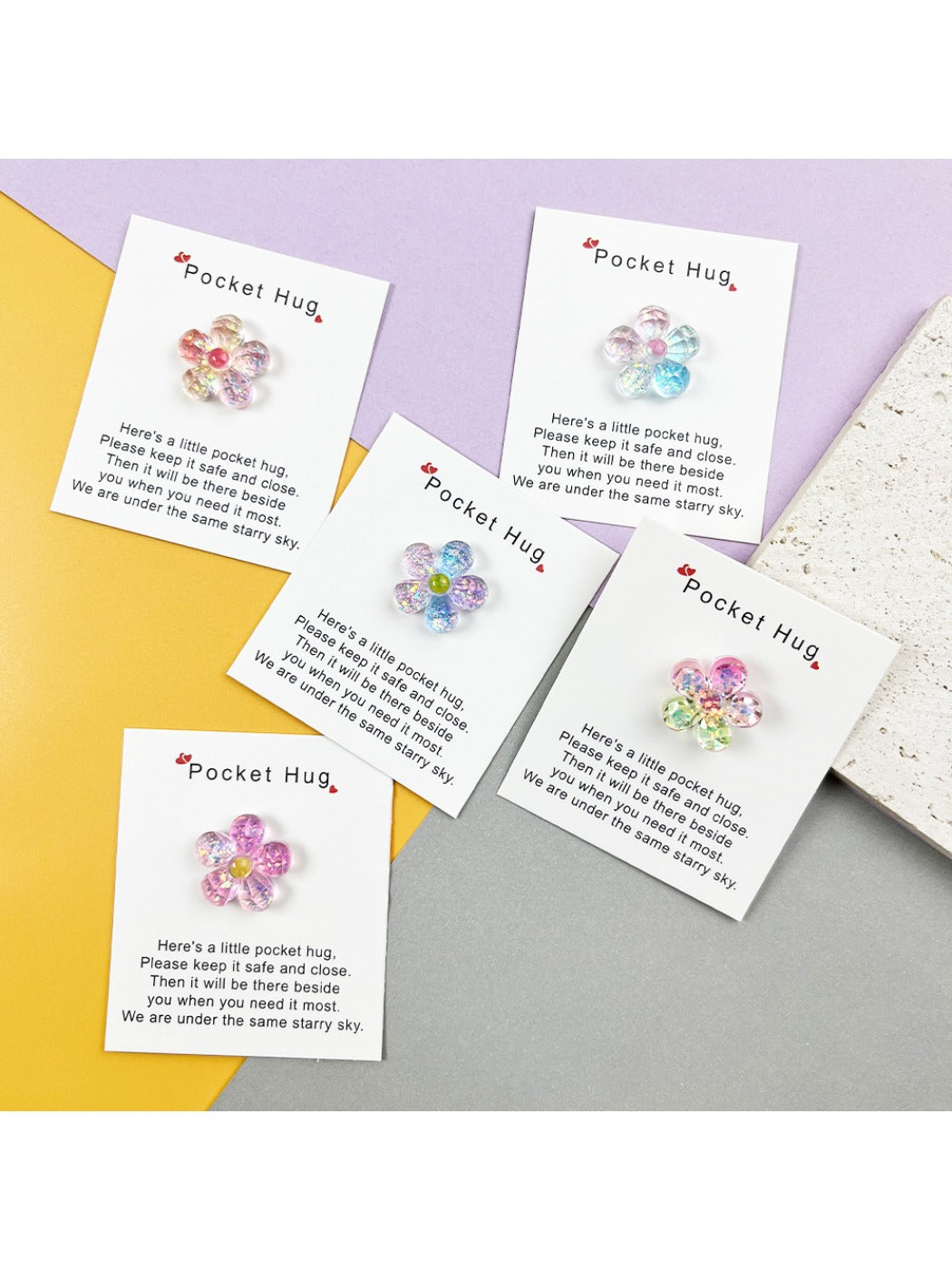 Taphug - Pocket Hug Gradient Flowers pocket hug card and keepsake token