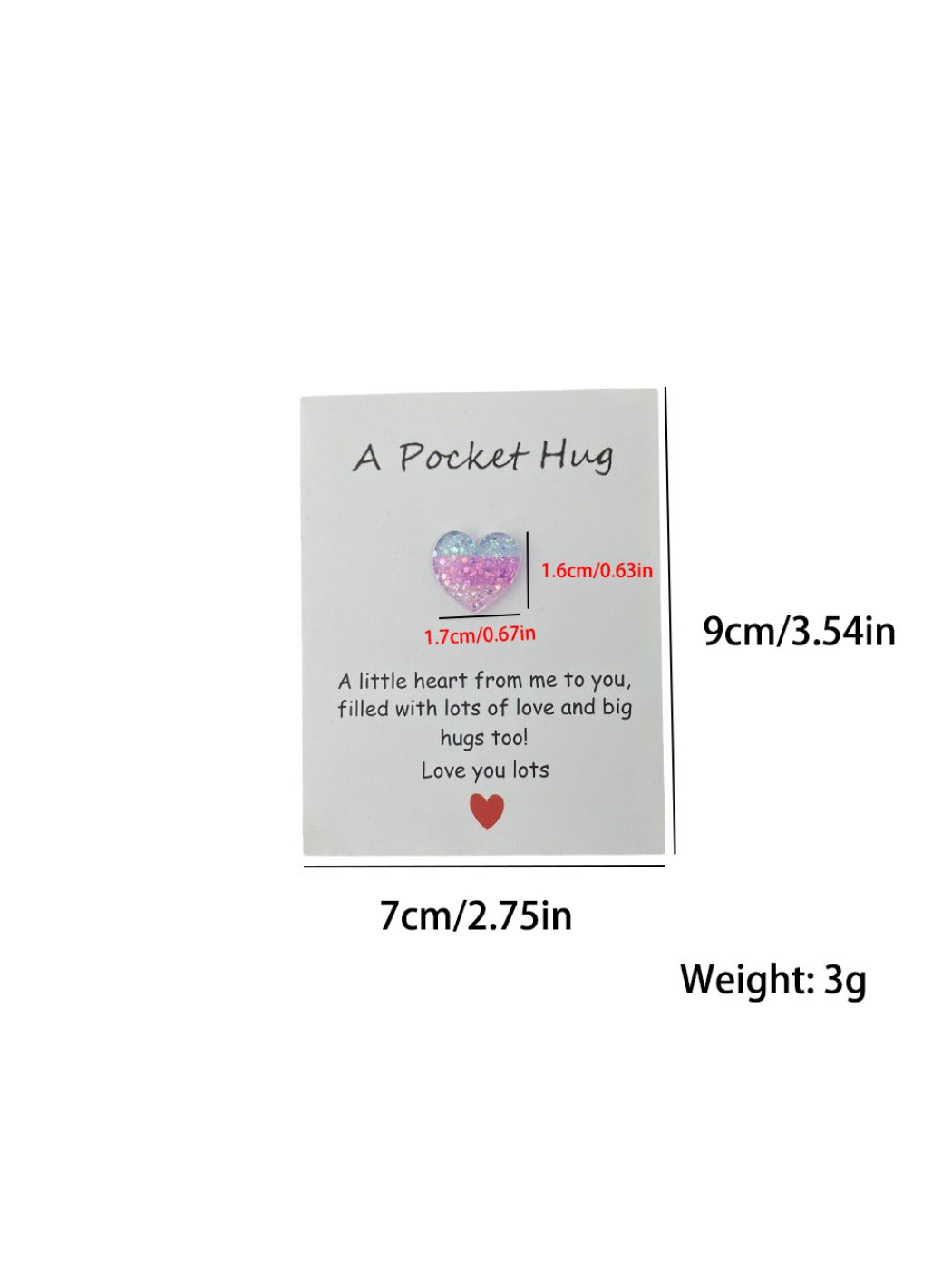 Taphug - Pocket Hug 3 Color Heart Gift pocket hug card and keepsake token view 5