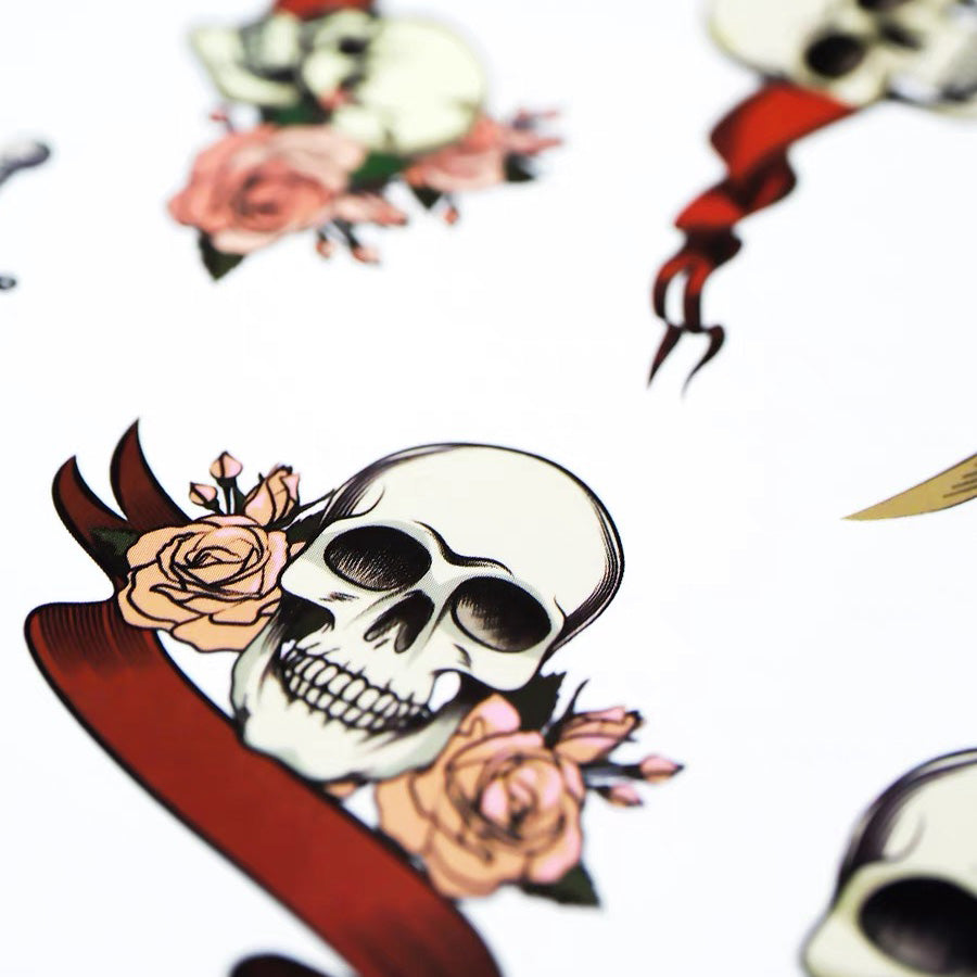 Skull Temporary Tattoo Sticker 8 pcs Set