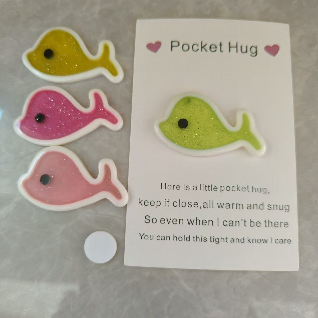 Taphug - Pocket Hug Sparkling Dolphin pocket hug card and keepsake token