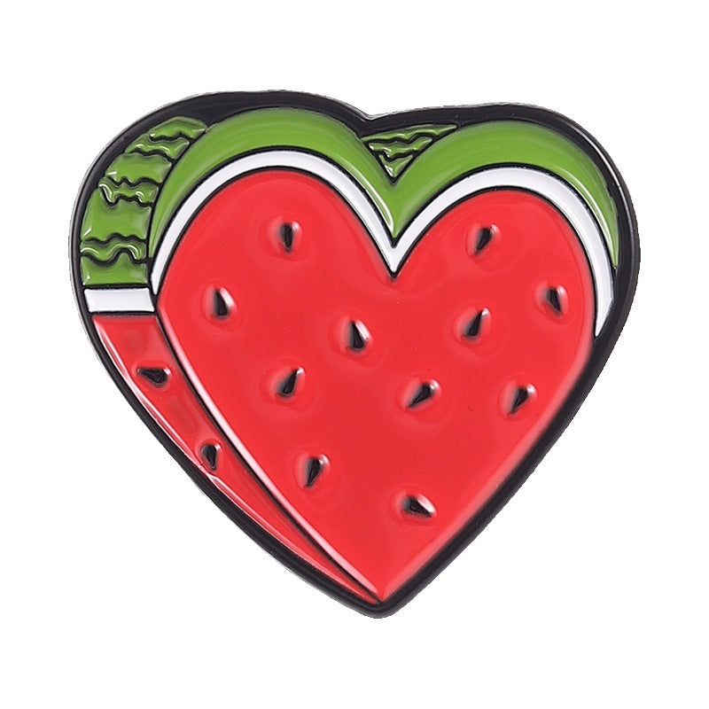 Heart watermelon enamel pin