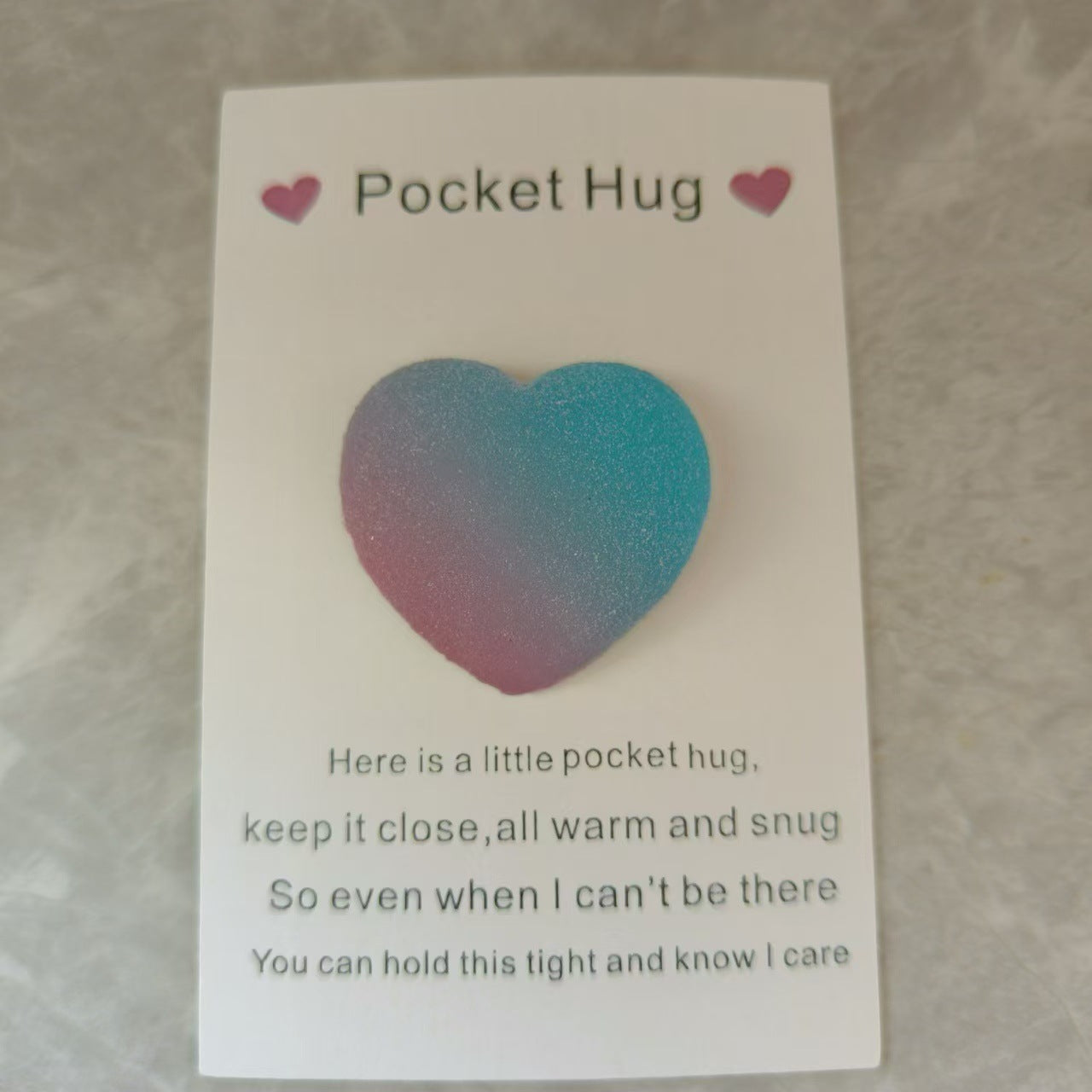 Taphug - Pocket Hug Romantic Frosted Heart pocket hug card and keepsake token view 2