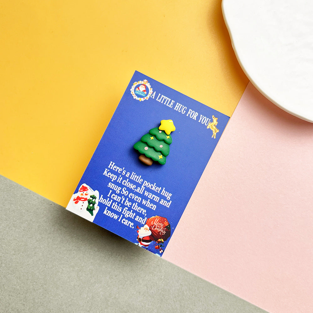跨境DIY圣诞节系列树脂口袋拥抱卡 企业商务年终答谢小礼品祝福卡