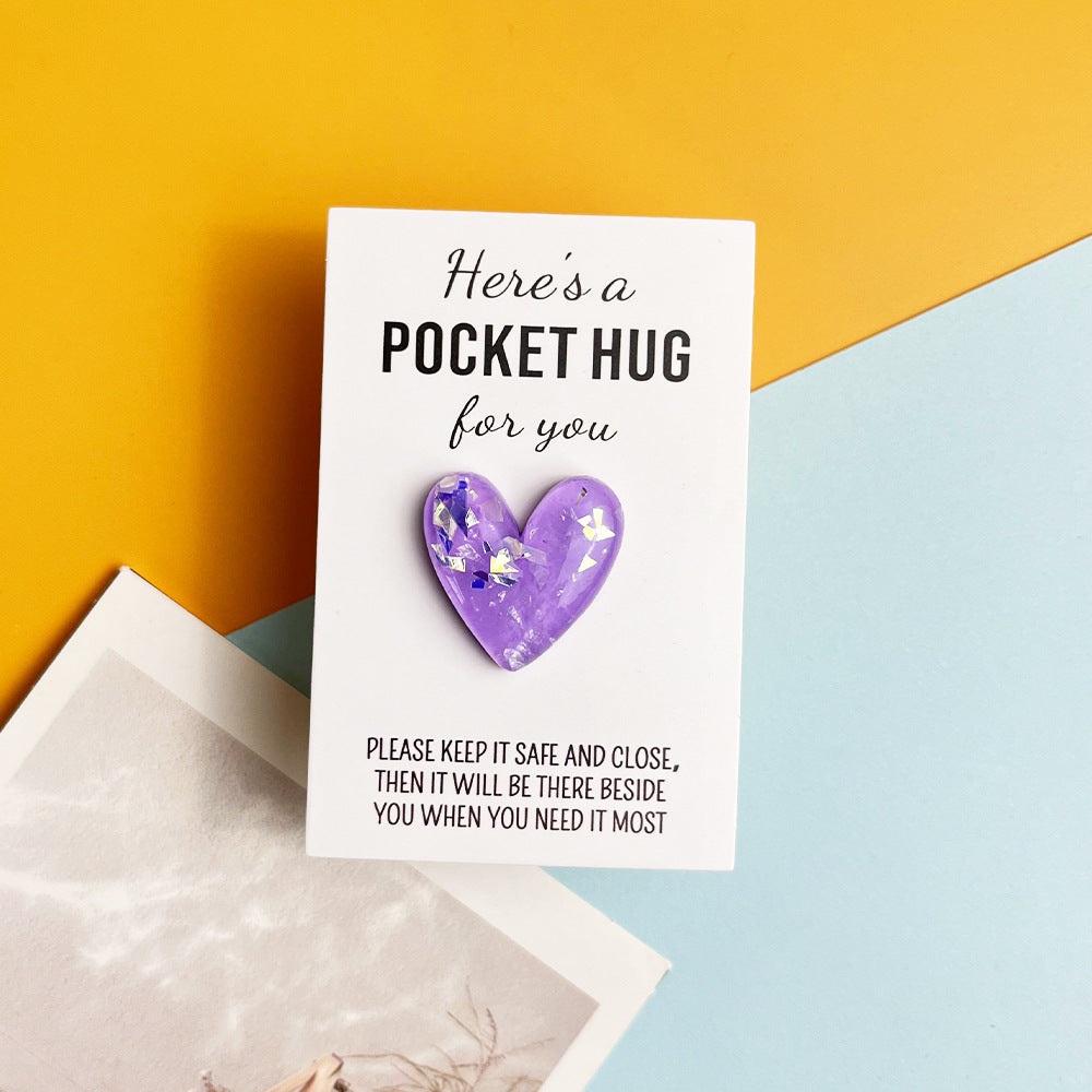 Taphug - Pocket Hug Glitter Resin Heart pocket hug card and keepsake token view 4