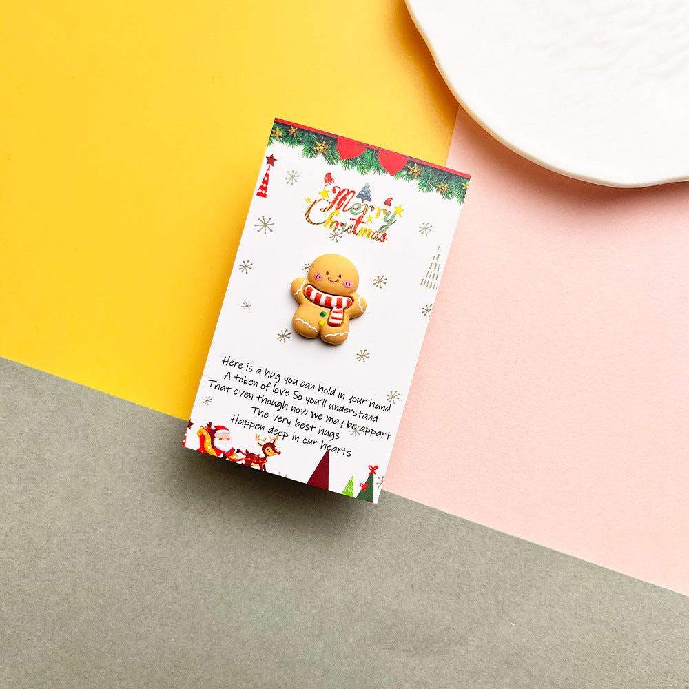 跨境Christmas Pocket Hug Greeting Card 树脂圣诞节口袋拥抱卡