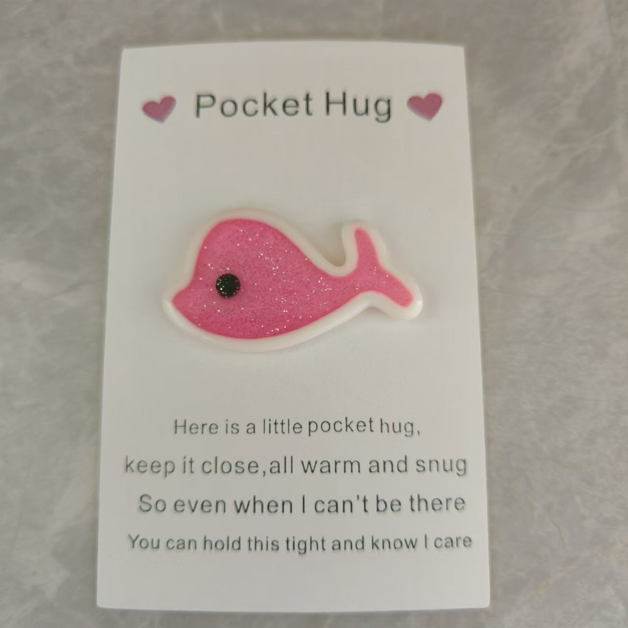 Taphug - Pocket Hug Sparkling Dolphin pocket hug card and keepsake token view 2