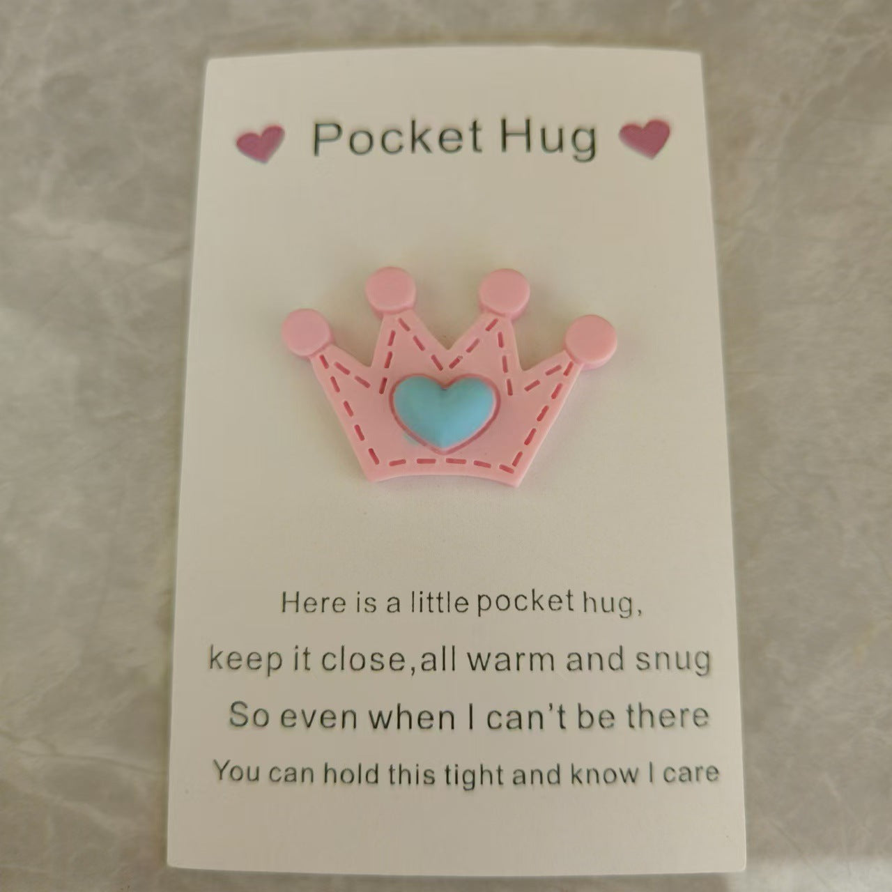 Taphug - Pocket Hug Crown Heart pocket hug card and keepsake token view 5