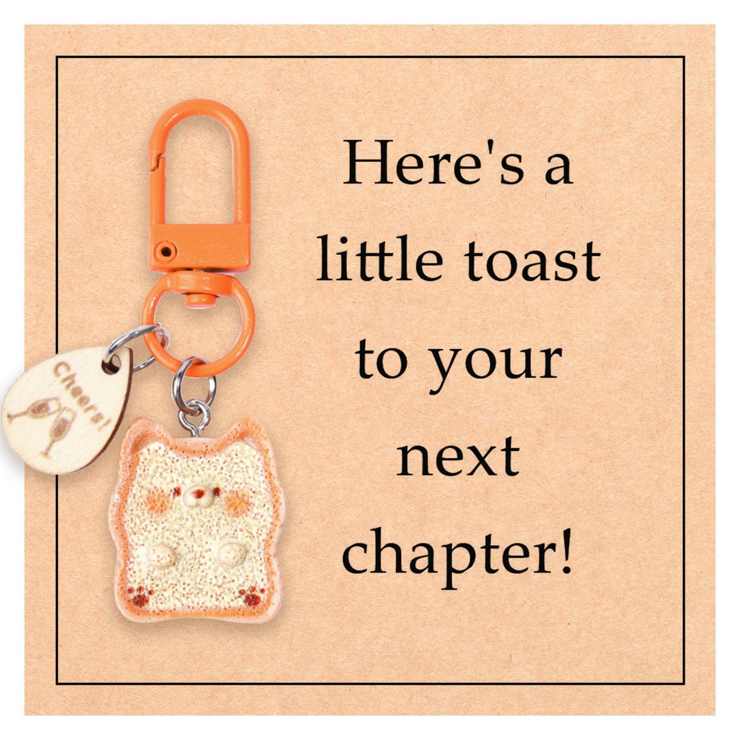 Taphug cute bread cartoon keychain with bright colors and metal keyring