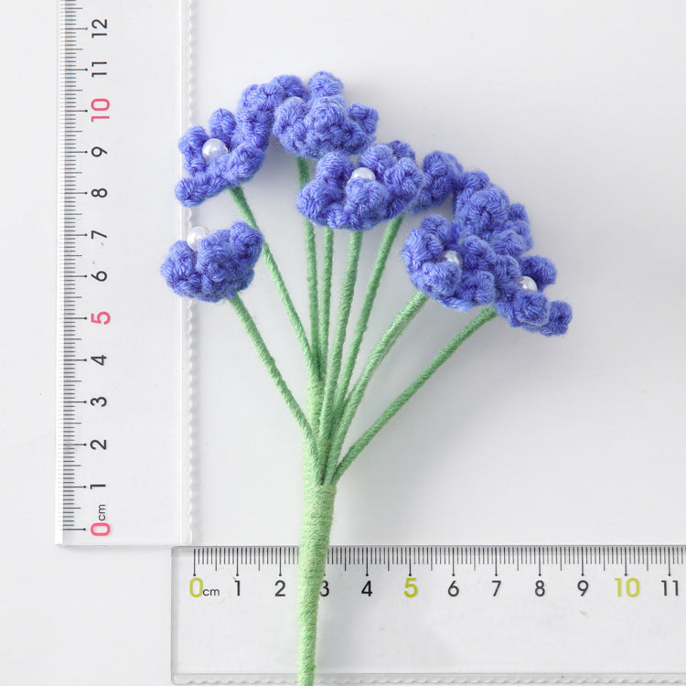网红百搭款钩织毛线满天星花枝成品9朵珍珠花制作情人节七夕礼物