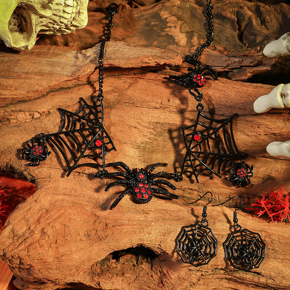 Halloween Spider Earrings and Necklace Set