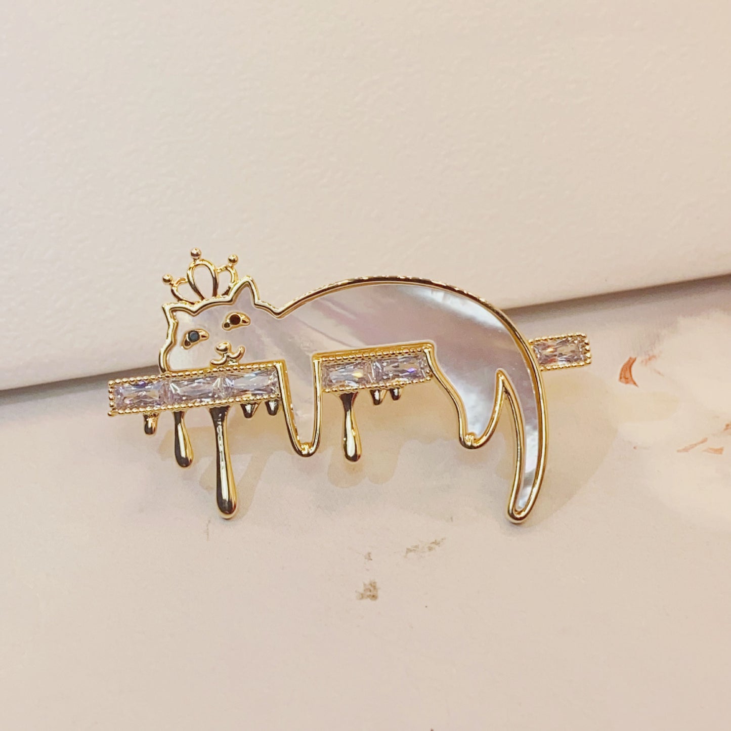 Enamel Lazy Cat Brooch