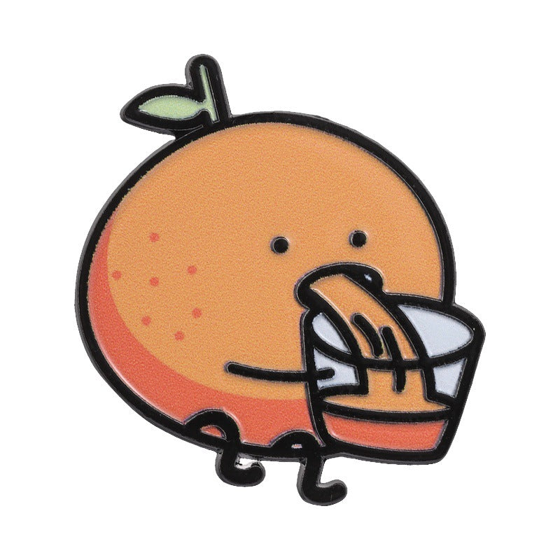 Pinori - Cute Cartoon Orange Juice Can Brooch Badge Pin