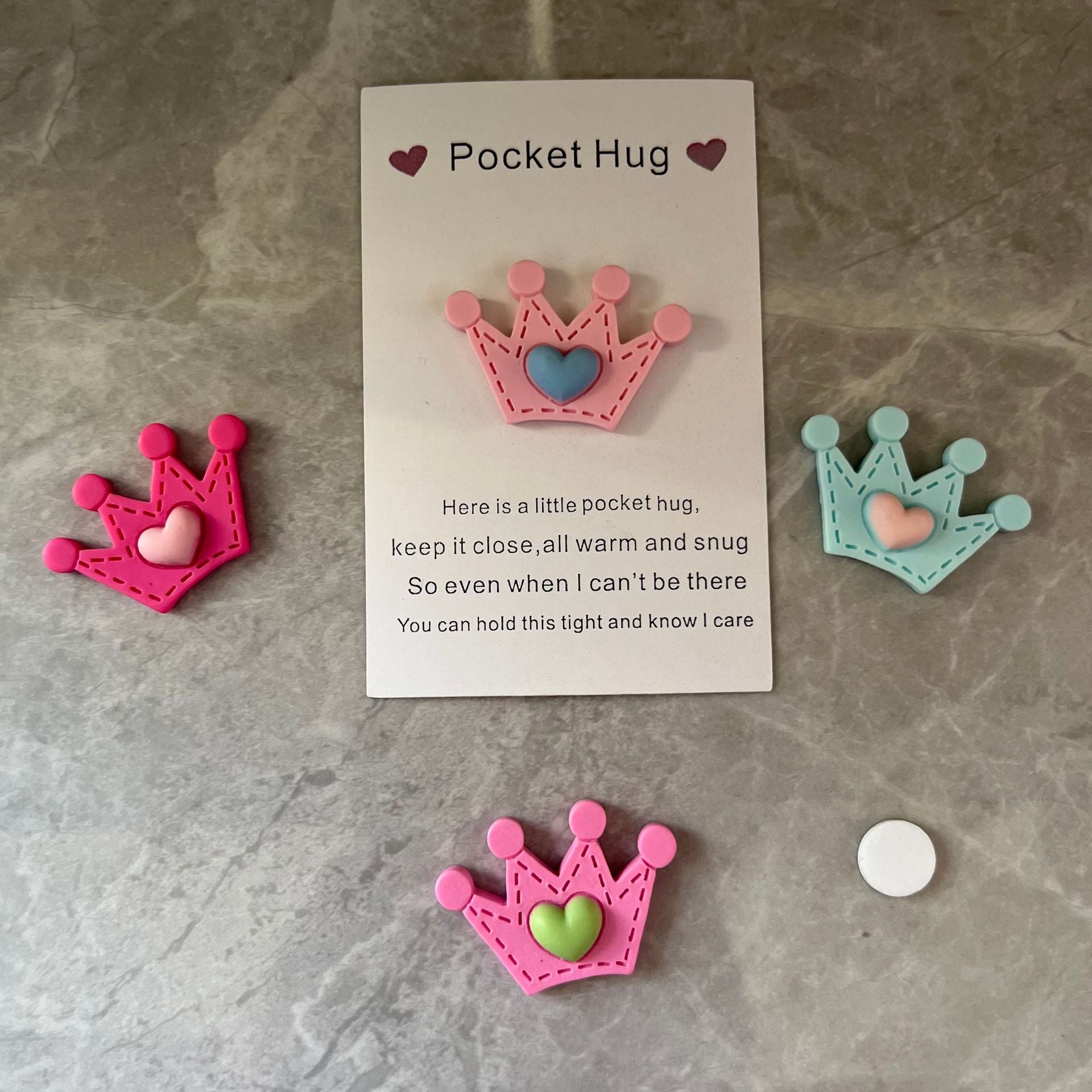 Taphug - Pocket Hug Crown Heart pocket hug card and keepsake token