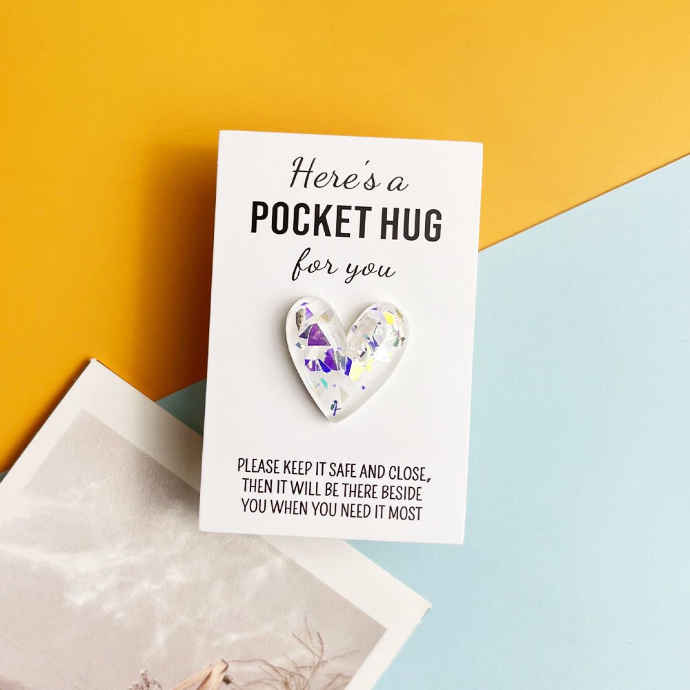 Taphug - Pocket Hug Glitter Resin Heart pocket hug card and keepsake token view 2