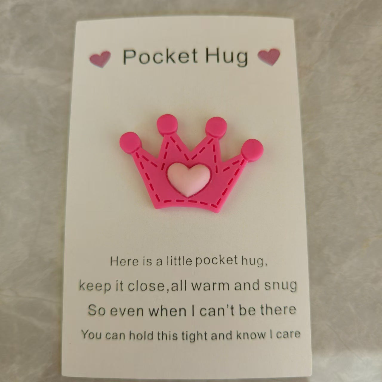 Taphug - Pocket Hug Crown Heart pocket hug card and keepsake token view 6