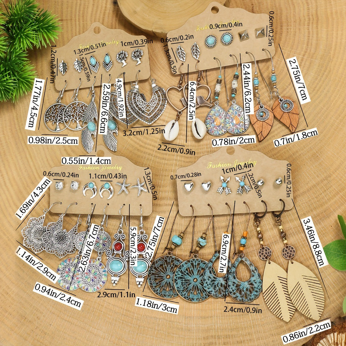 Bohemian Vintage Earrings Set (6 Pairs)