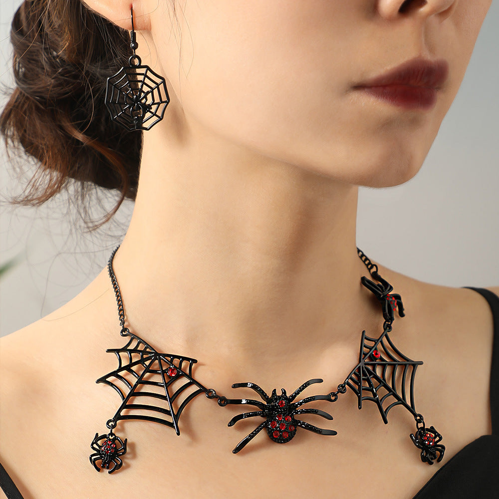 Halloween Spider Earrings and Necklace Set