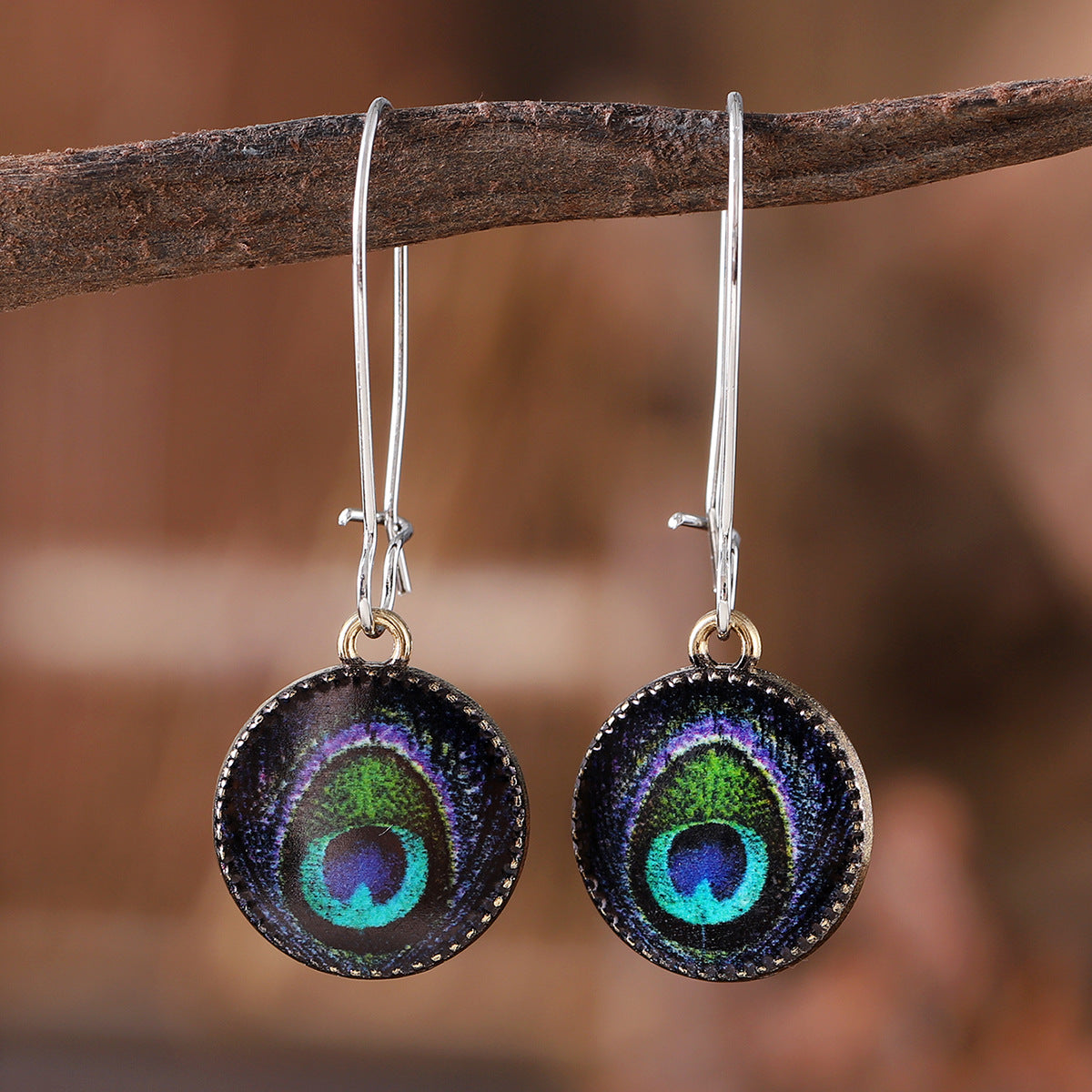 Bohemian Peacock Feather Earrings