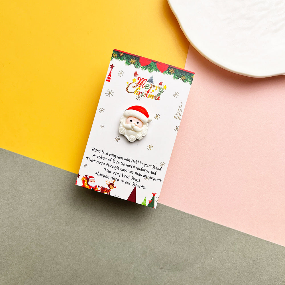 跨境Christmas Pocket Hug Greeting Card 树脂圣诞节口袋拥抱卡