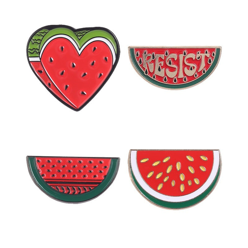 Multiple Styles watermelon enamel pin collection on a white background