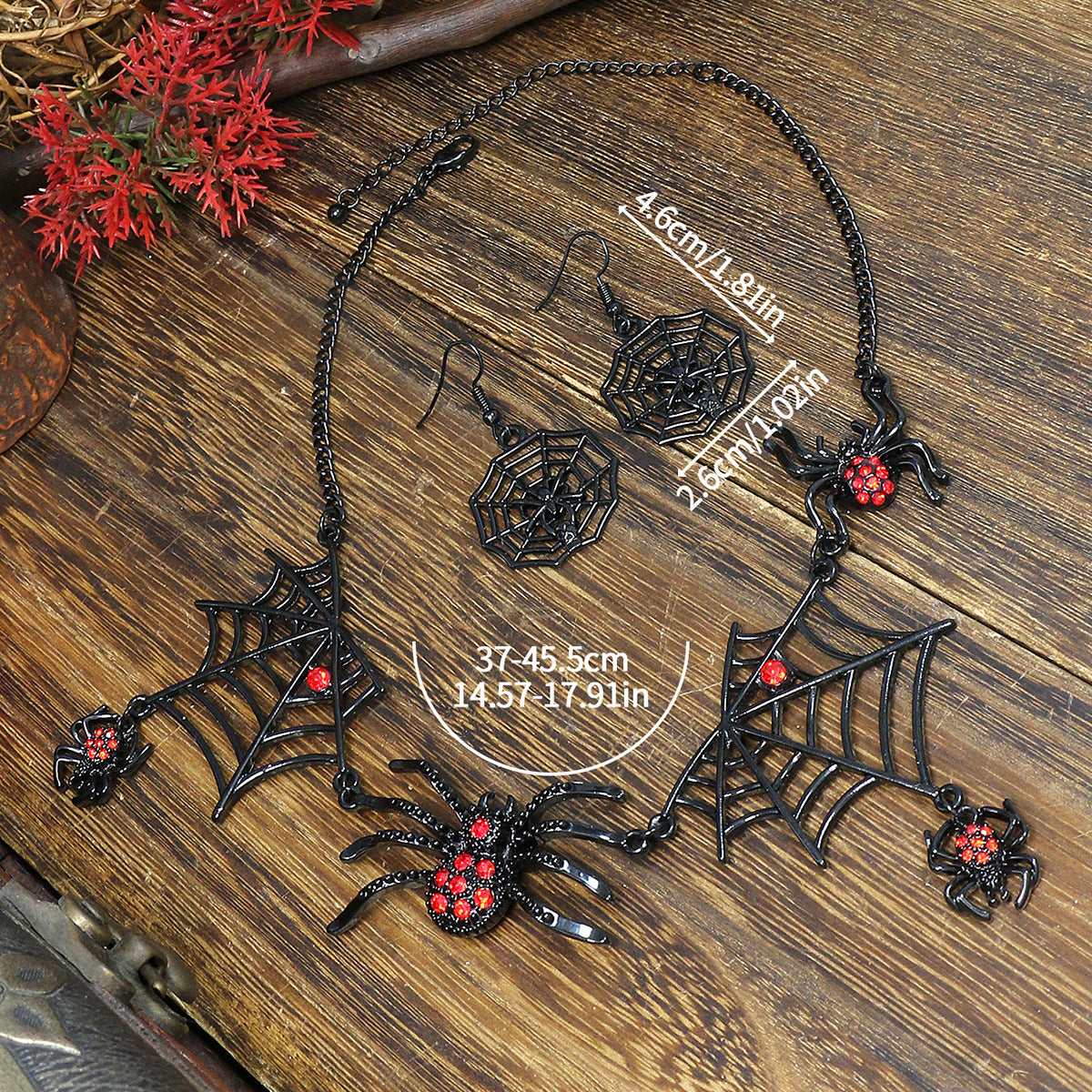 Halloween Spider Earrings and Necklace Set