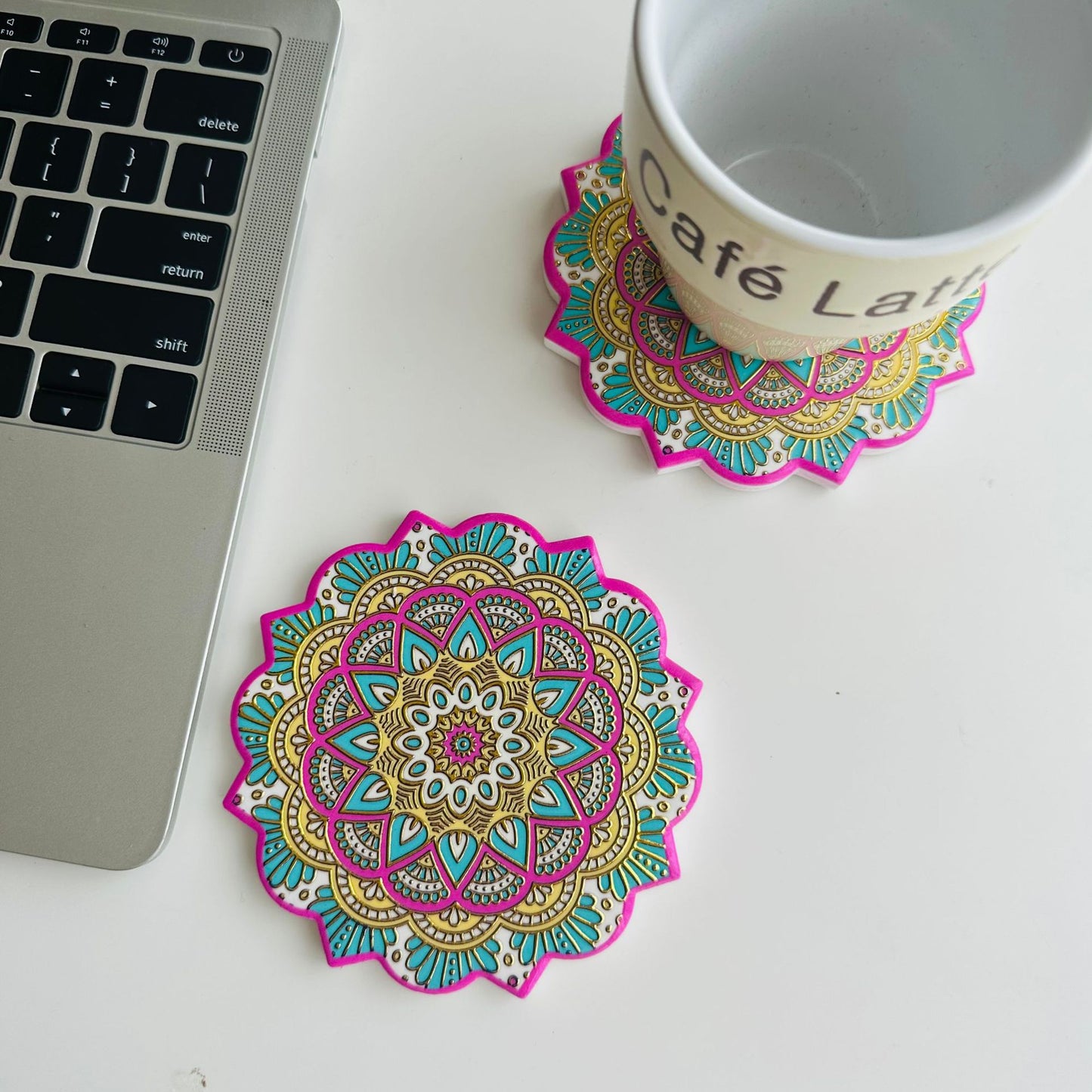 Bohemian Mandala Flower Heat-Resistant Coaster