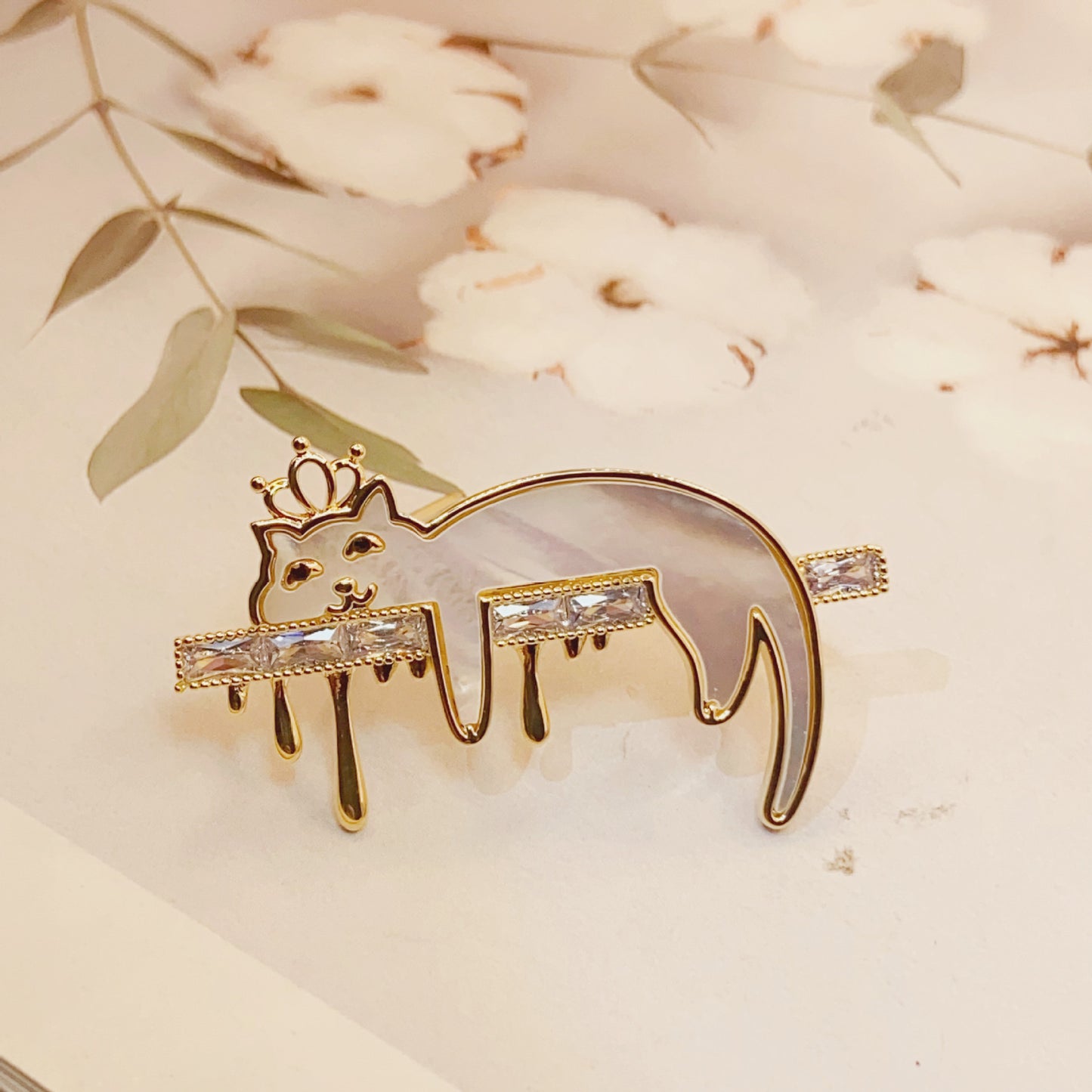 Enamel Lazy Cat Brooch