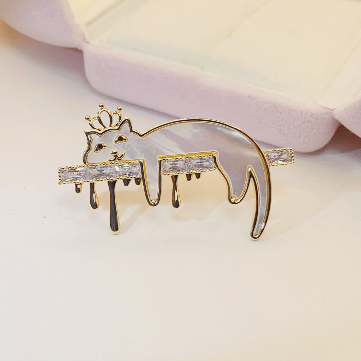 Enamel Lazy Cat Brooch