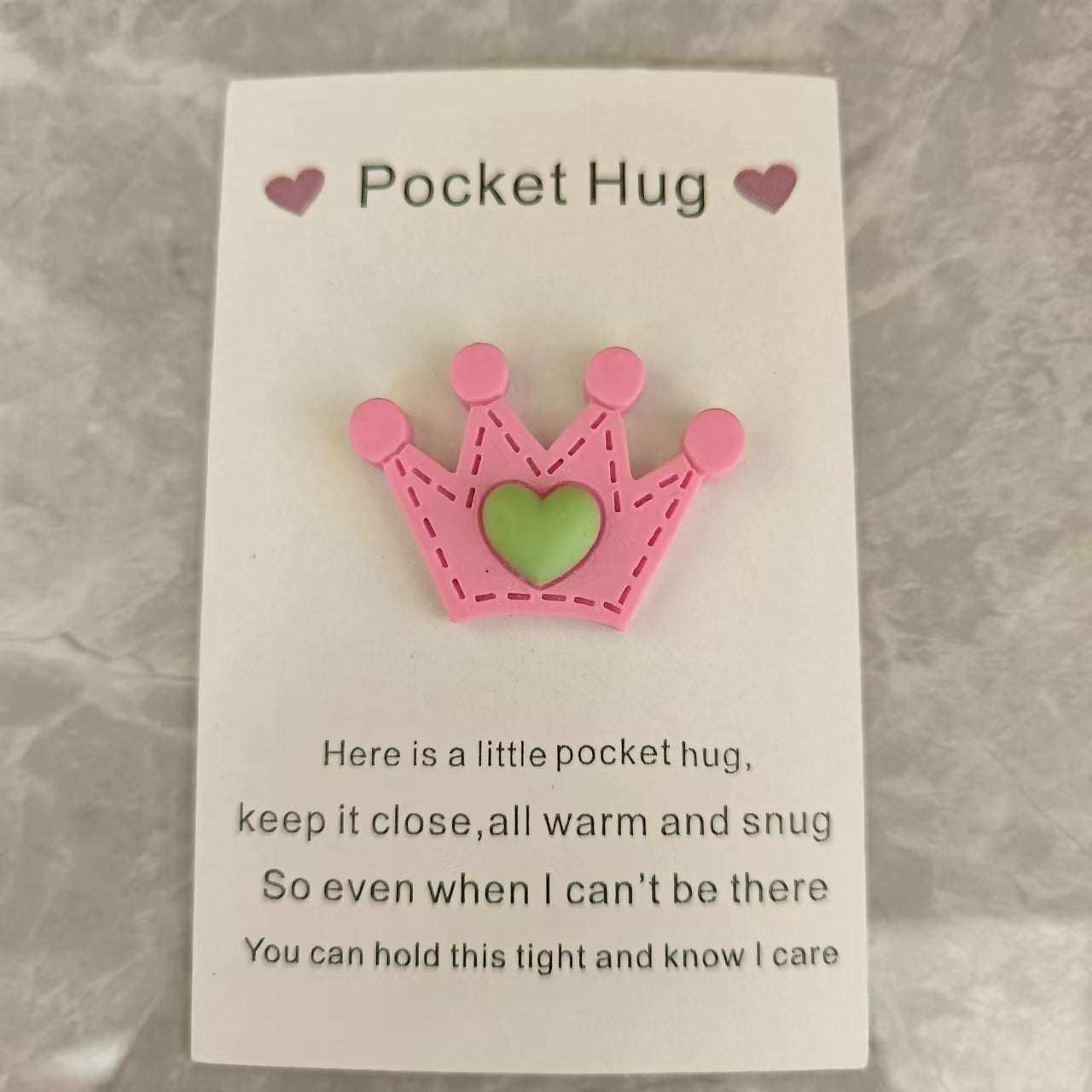 Taphug - Pocket Hug Crown Heart pocket hug card and keepsake token view 4