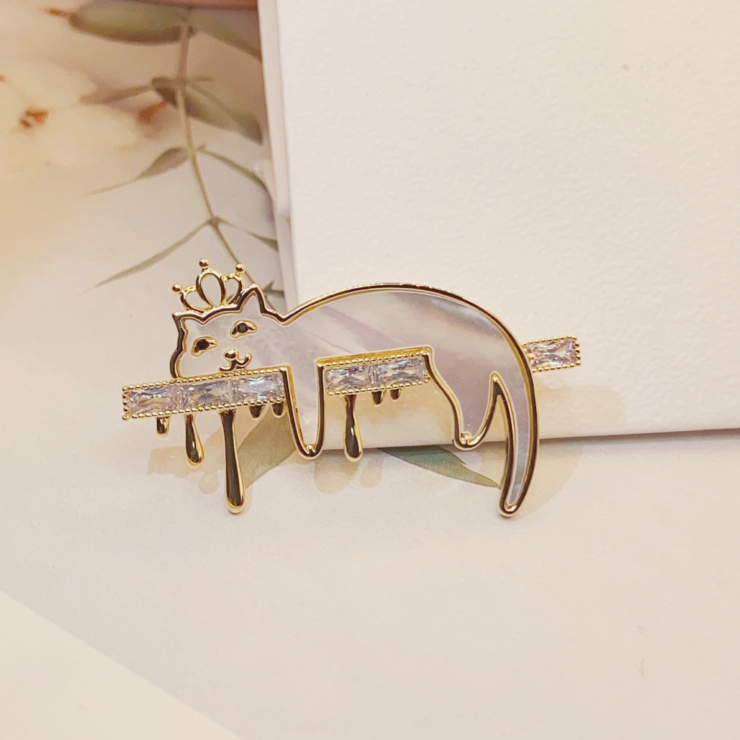 Enamel Lazy Cat Brooch