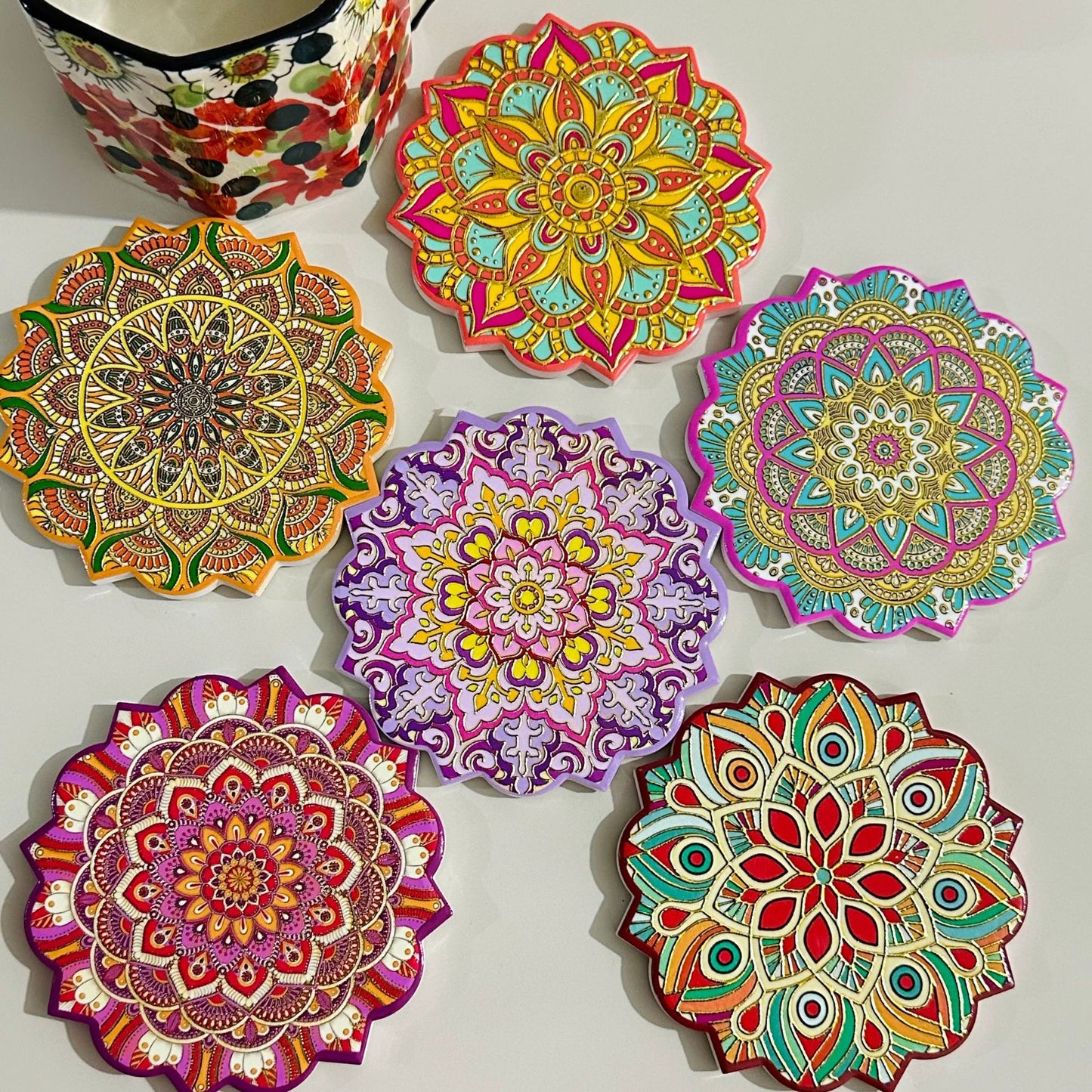 Bohemian Mandala Flower Heat-Resistant Coaster