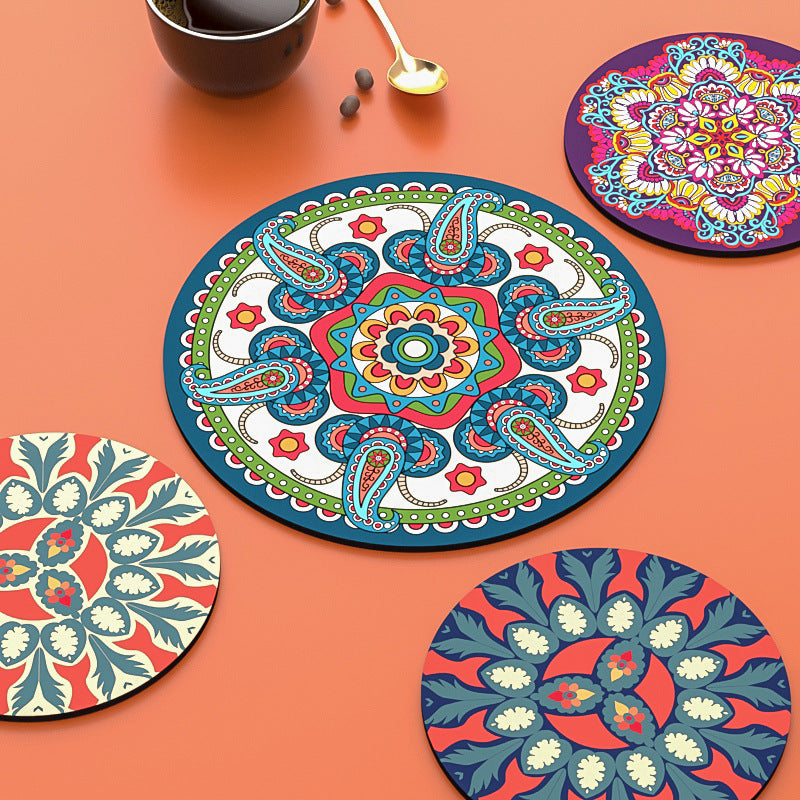 Set of Thimara heat resistant coasters stacked on a table
