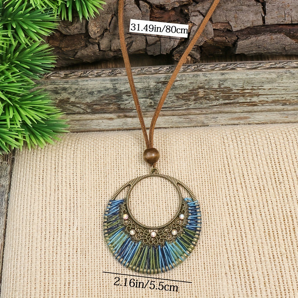 Handmade Woven Circle Pendant Necklace