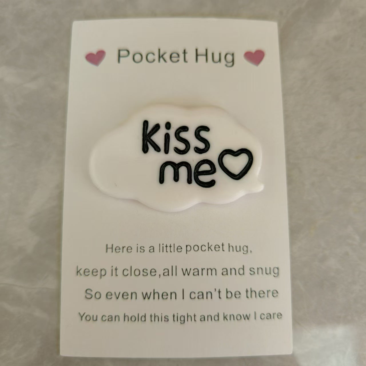 Taphug - Pocket Hug Kiss Me pocket hug card and keepsake token view 2