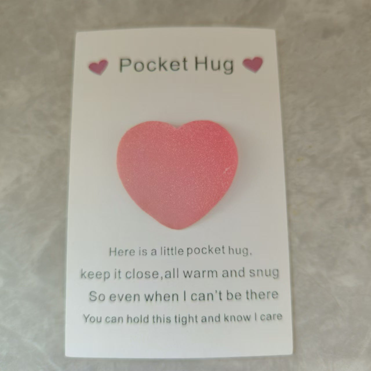 Taphug - Pocket Hug Romantic Frosted Heart pocket hug card and keepsake token view 5