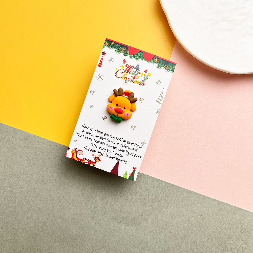 跨境Christmas Pocket Hug Greeting Card 树脂圣诞节口袋拥抱卡