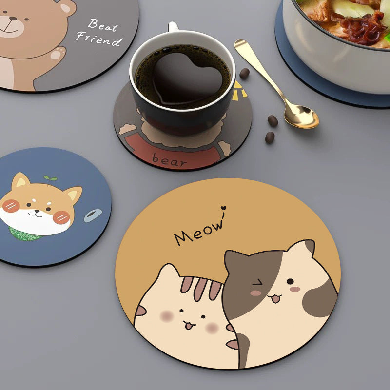 Thimara cartoon bear hug silicone coaster with smiling bear design