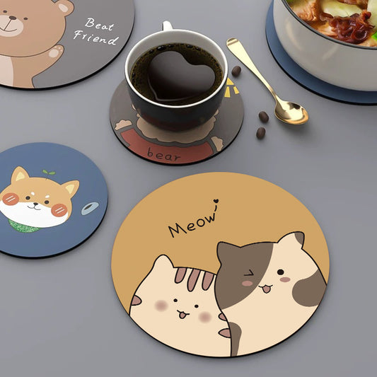 Thimara cartoon bear hug silicone coaster with smiling bear design