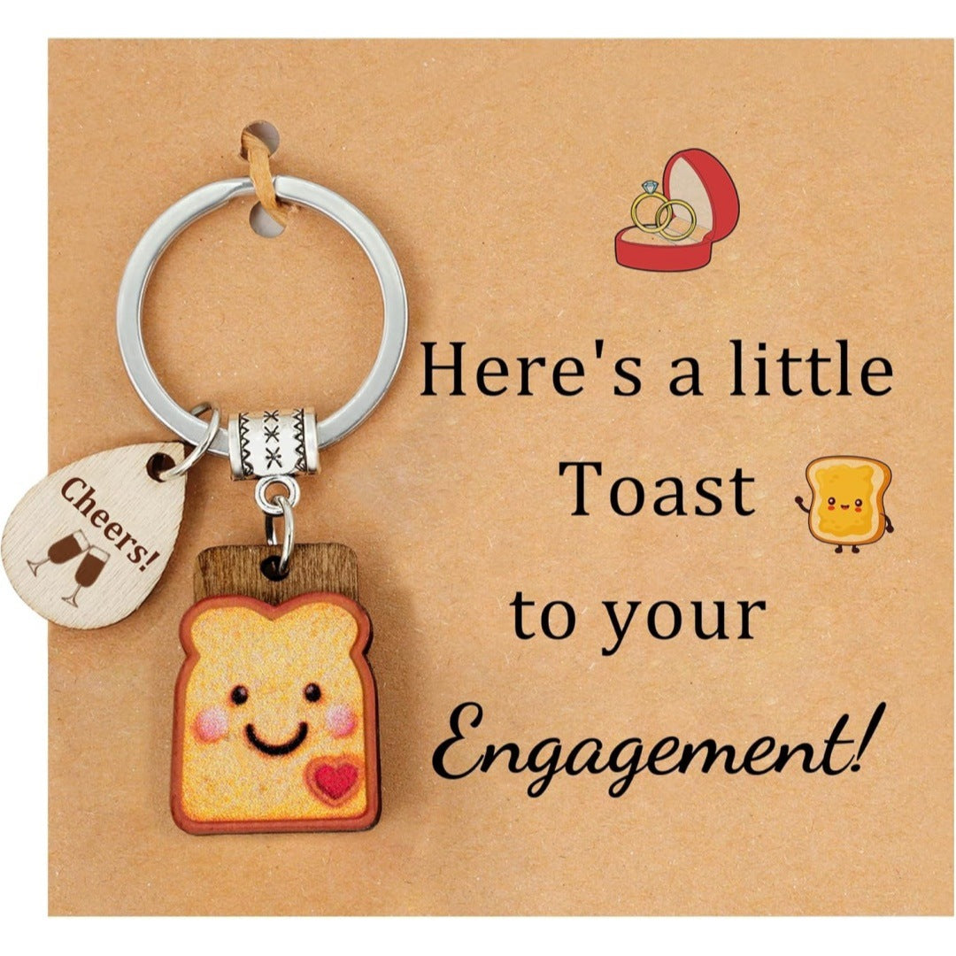 Taphug cute bread cartoon keychain hanging from a hook