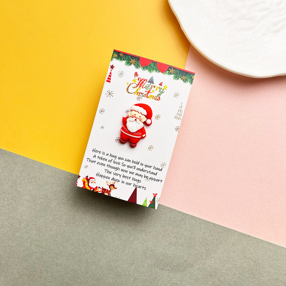跨境Christmas Pocket Hug Greeting Card 树脂圣诞节口袋拥抱卡