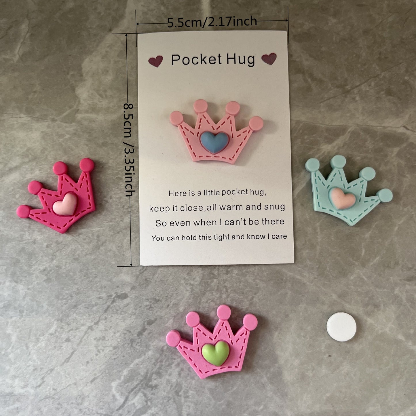 Taphug - Pocket Hug Crown Heart pocket hug card and keepsake token view 2