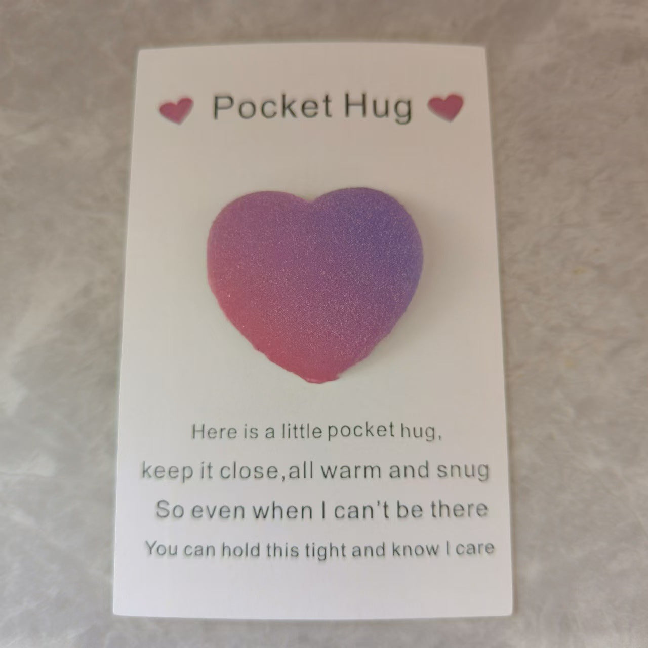Taphug - Pocket Hug Romantic Frosted Heart pocket hug card and keepsake token view 3