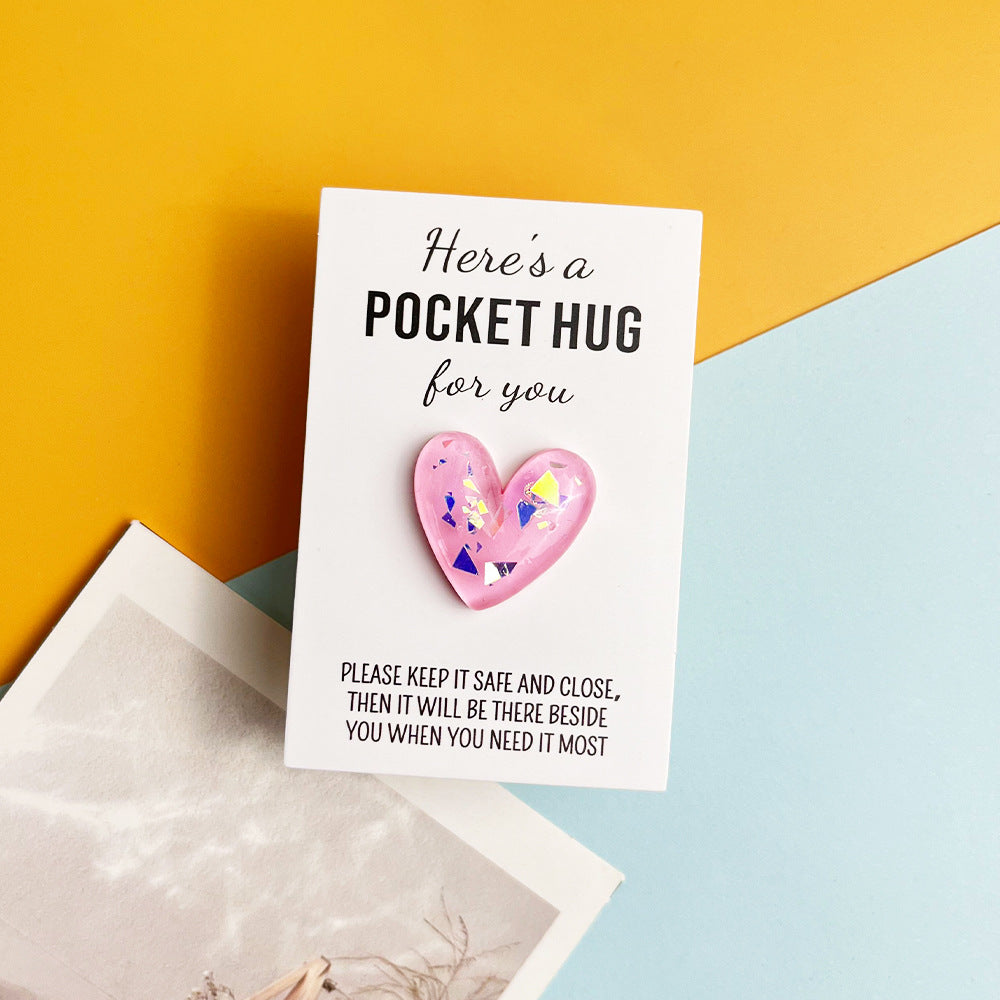 Taphug - Pocket Hug Glitter Resin Heart pocket hug card and keepsake token