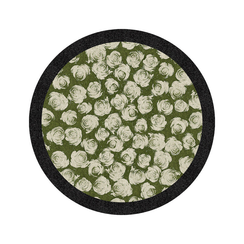 Thimara vintage style green coaster placemat angled to show thickness and design