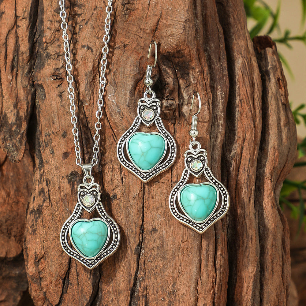 Bohemian Turquoise Necklace and Earring Set