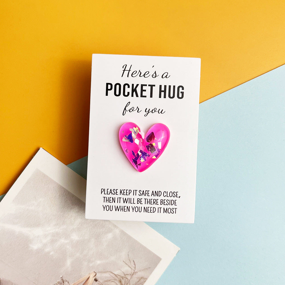 Taphug - Pocket Hug Glitter Resin Heart pocket hug card and keepsake token view 5