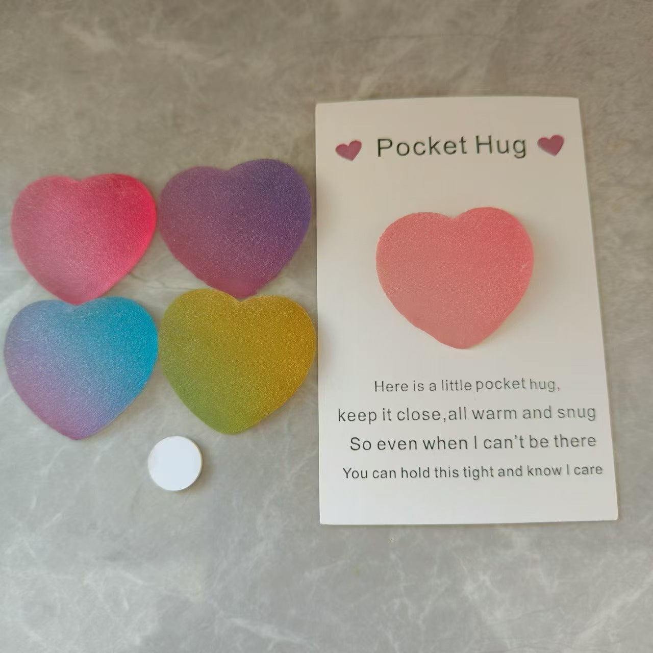 Taphug - Pocket Hug Romantic Frosted Heart pocket hug card and keepsake token